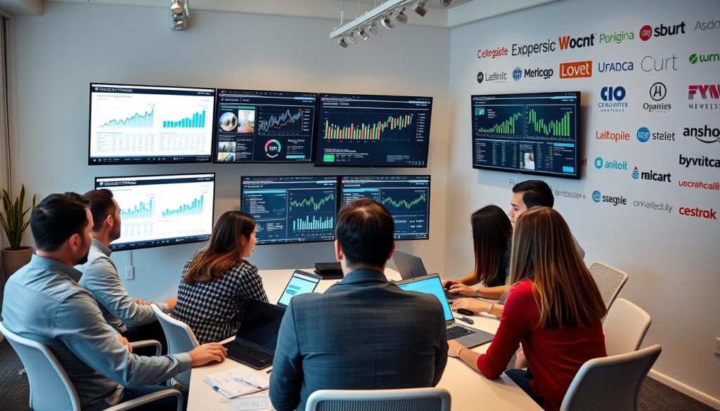 Digital marketing team working on international campaigns